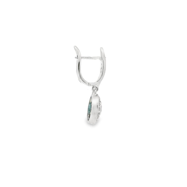 SS 1.66ct Sky BT .75ct White Zircon Dangle Post Earrings