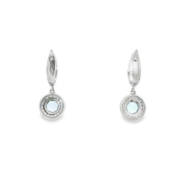 SS 1.66ct Sky BT .75ct White Zircon Dangle Post Earrings