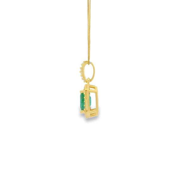 14K Yellow Gold .50ct Emerald Cut Emerald & .10ct Diamond Necklace 18"