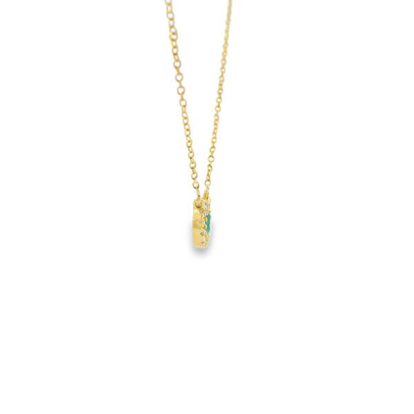 14K Yellow Gold .09ct Round Emerald & .04ct Diamond Split Chain Necklace 16"-18" Adjustable
