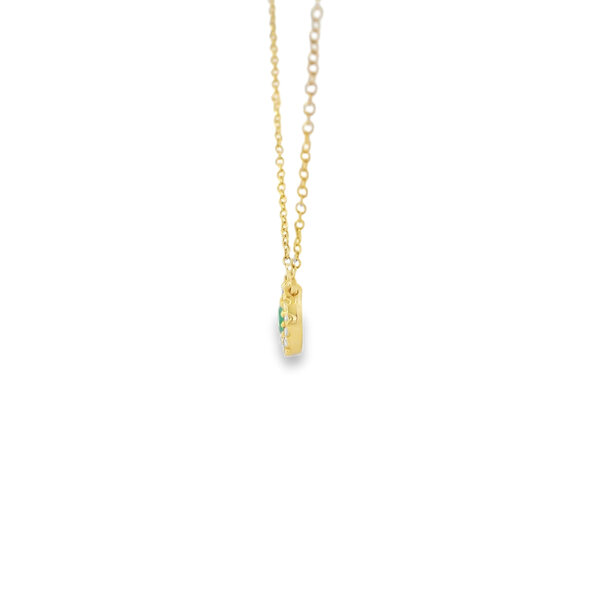 14K Yellow Gold .09ct Round Emerald & .04ct Diamond Split Chain Necklace 16"-18" Adjustable