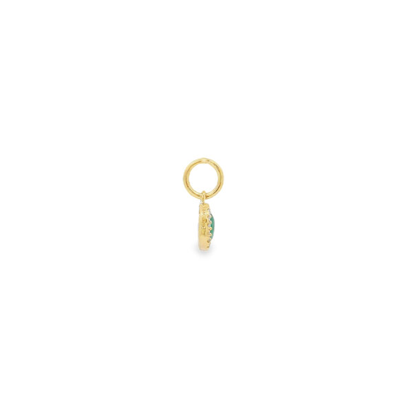14K Yellow Gold .12ct Oval Emerald & .03ct Diamond Pendant
