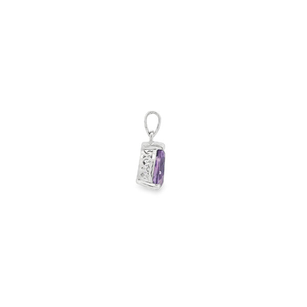 Sterling Silver 1.65ct Pear Shaped Amethyst Pendant 17x8mm