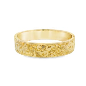 GF 1930's Floral Swirl Patterned 14mm Polished Flat Bangle