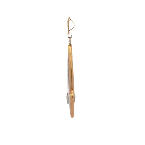 10K Yellow Gold 1930's .01ct Diamond Carved Rock Crystal Pendant 45x14mm