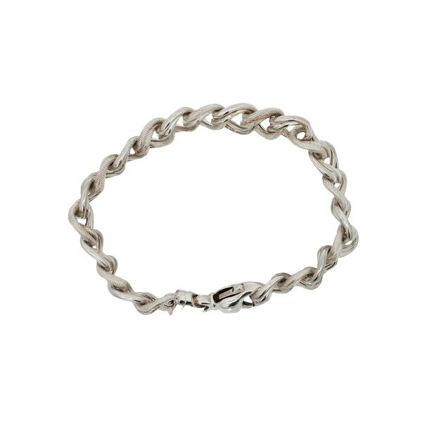 Sterling Silver Estate 14mm Polished and Textured Link Bracelet 8"