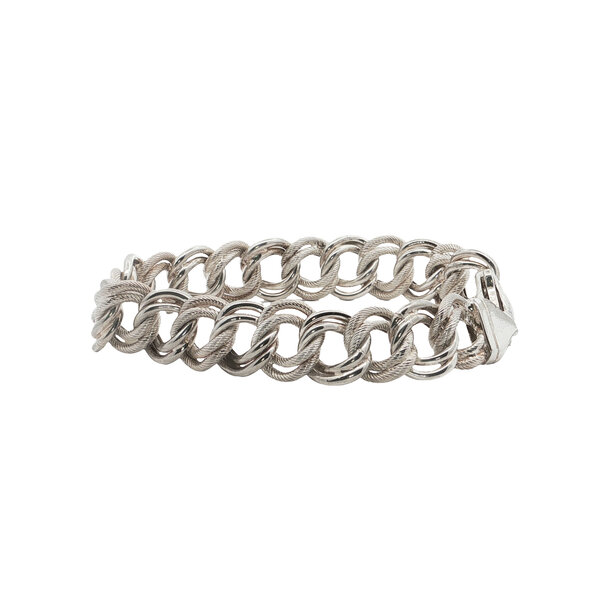 Sterling Silver Estate 14mm Polished and Textured Link Bracelet 8"