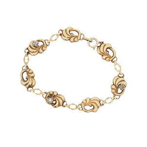 9KY 1960's .09ct Dia Structural Link Bracelet 7.75"