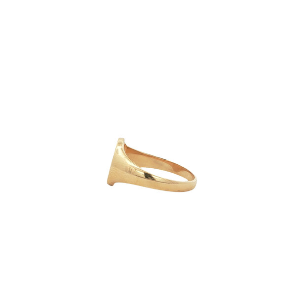 14K Yellow Gold Estate 11mm Half Etched Oval Signet Ring Size 7.75