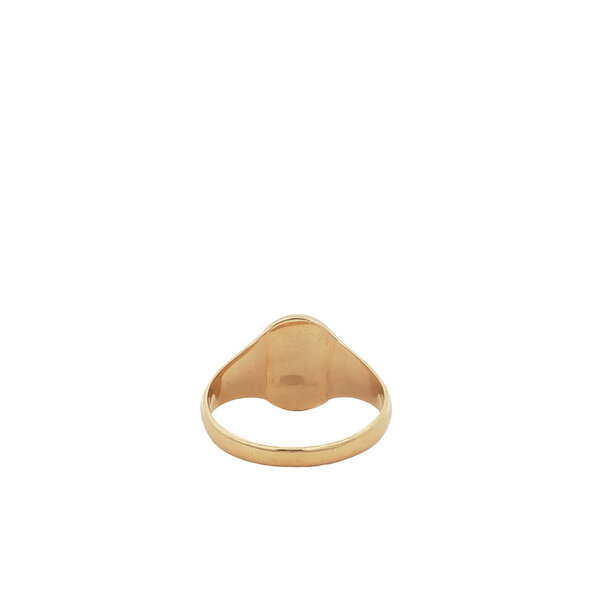 14K Yellow Gold Estate 11mm Half Etched Oval Signet Ring Size 7.75