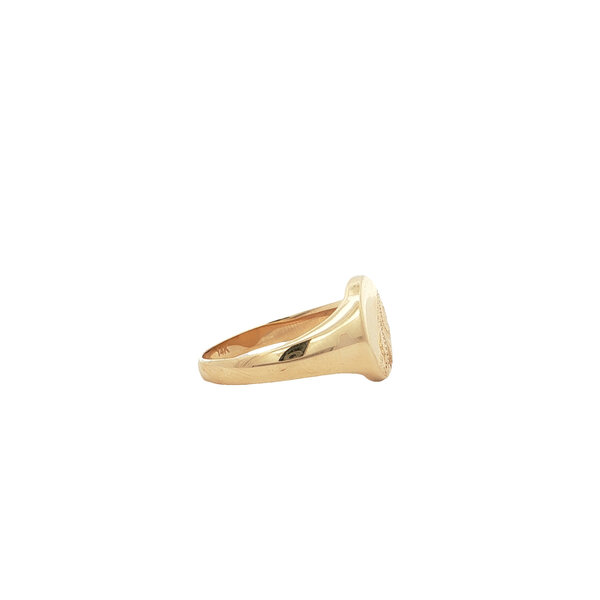 14K Yellow Gold Estate 11mm Half Etched Oval Signet Ring Size 7.75