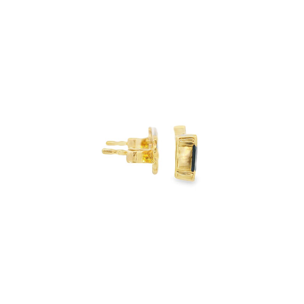 10K Yellow Gold 1.08ct Emerald Cut Sapphire 1/2 Bezel Post Earrings