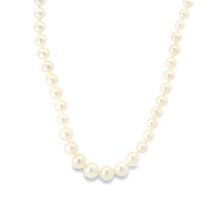 14KY 4-8mm White FWP Graduated Necklace 18"