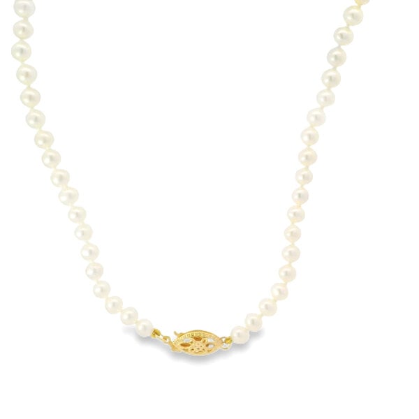 14K Yellow Gold 4-8mm White Freshwater Pearl Graduated Necklace 18"