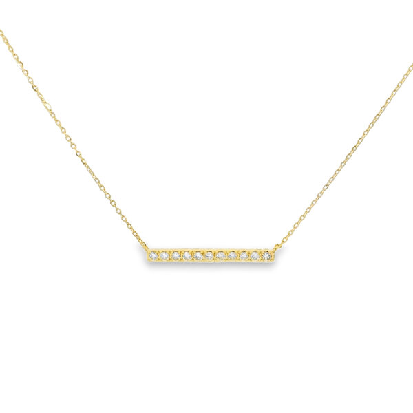 14K Yellow Gold .19ct Diamond Bar Necklace 16"-17"-18"