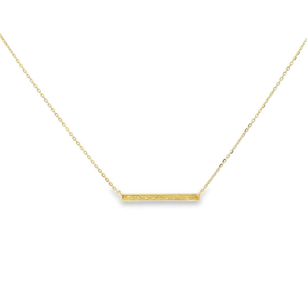 14K Yellow Gold .19ct Diamond Bar Necklace 16"-17"-18"