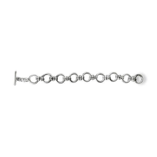 Sterling Silver Circle Link Toggle Bracelet 8"