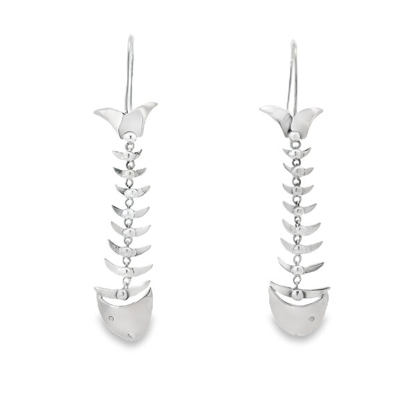 Sterling Silver Articulated Bonefish Dangle Earrings