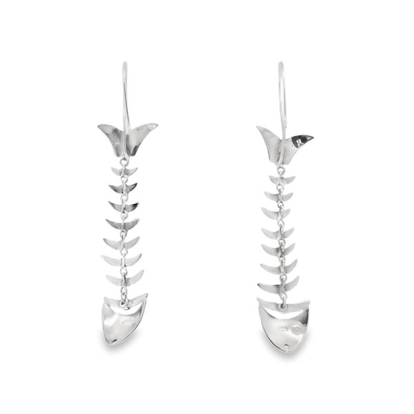 Sterling Silver Articulated Bonefish Dangle Earrings