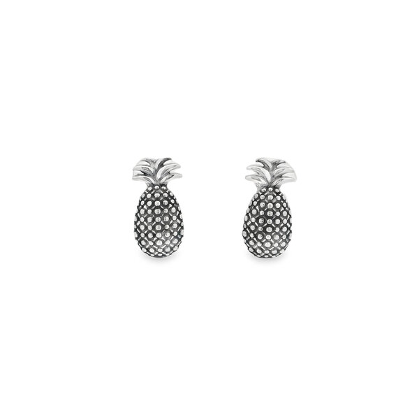 Sterling Silver Textured Pineapple Post Earrings