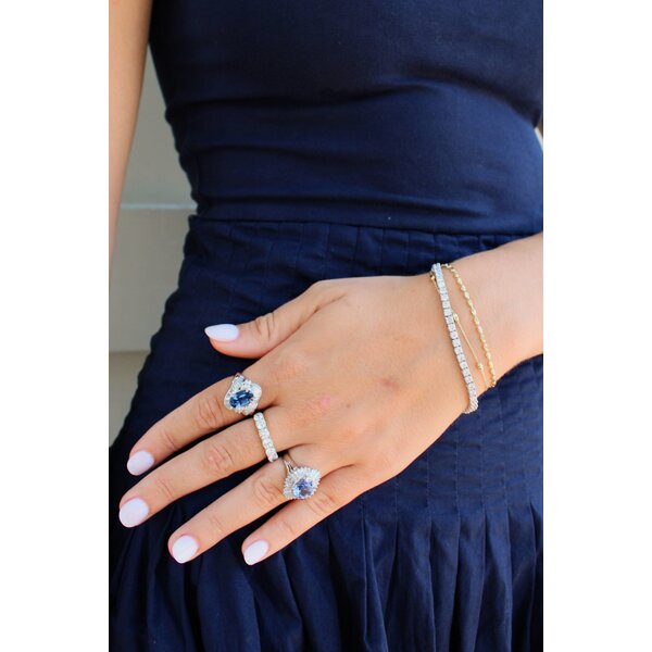 Platinum 1950's 3.70ct Ceylon Sapphire .87ct Diamond Ballerina Ring Size 6.25 GIA*