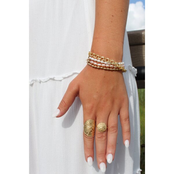 14K Yellow Gold Handmade Sand Dollar Ring Size 7