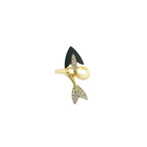14KY Estate .15ct Dia & Black Onyx Arrow Ring Sz 8.5