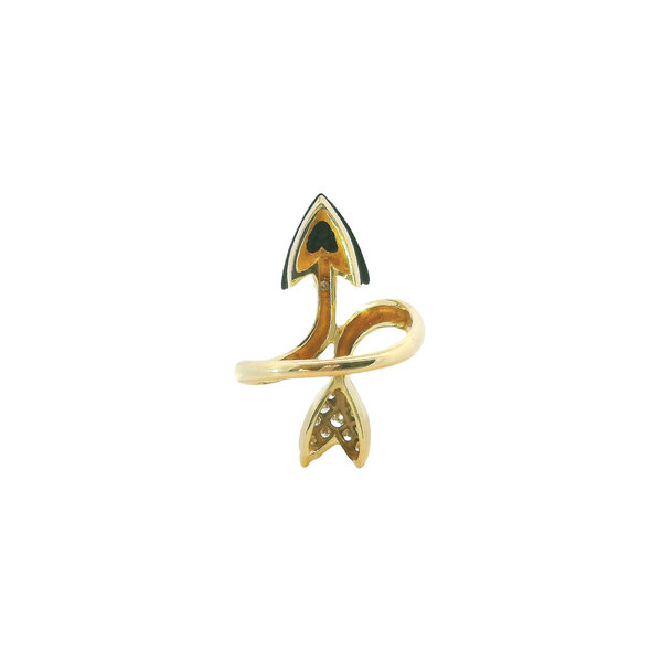 14K Yellow Gold Estate .15ct Diamond & Black Onyx Arrow Ring Size 8.5