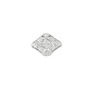 14KW 1930's .34ct Dia Art Deco Filigree Ring Sz 8