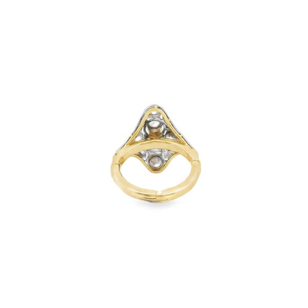 Platinum/14K Yellow Gold 1920's .33ct Diamond & 4mm Button Pearl Deco Ring Size 5.5