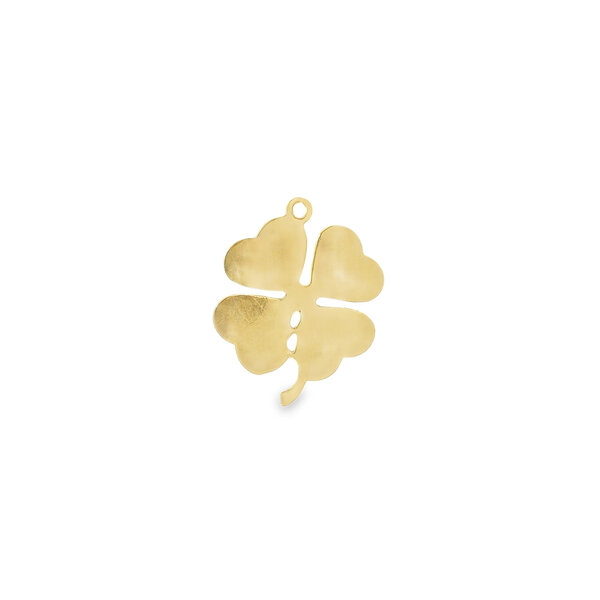 14K Yellow Gold Estate 22x18mm 4 Leaf Clover Charm