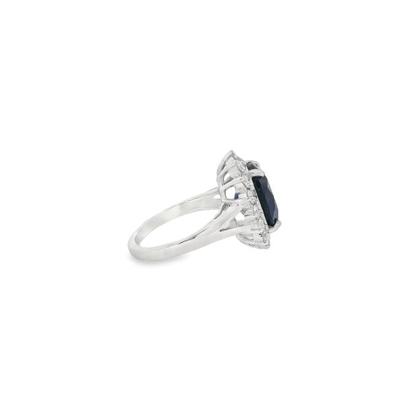 14K White Gold 6.80ct Diffused Sapphire & 1.08ct Diamond Ring Size 6.5