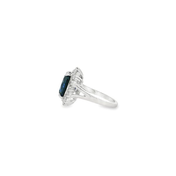 14K White Gold 6.80ct Diffused Sapphire & 1.08ct Diamond Ring Size 6.5