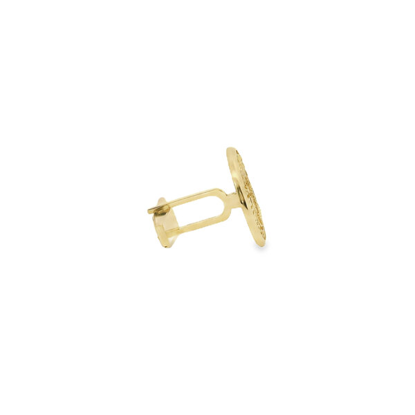 14K Yellow Gold Textured Citadel Button Cufflinks