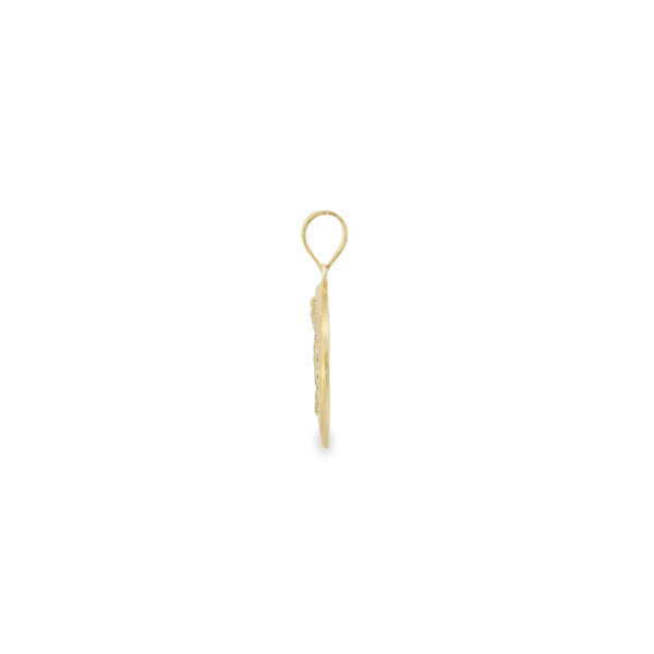 14K Yellow Gold Textured Citadel Button Pendant