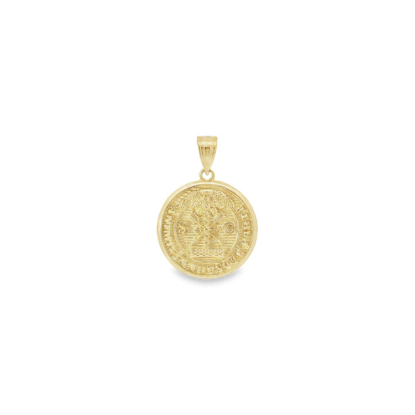 14K Yellow Gold Textured Citadel Button Pendant