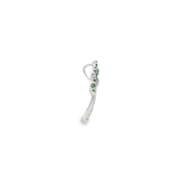 14K White Gold .27ct Tsavorite Garnets & .11ct Diamond Palm Pendant 18x12mm