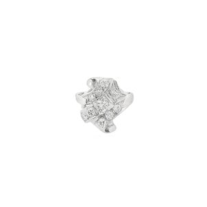 14KW 1950's .80ct Dia Art Deco Scroll Inspired Ring Sz 5