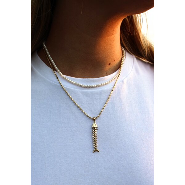 14K Yellow Gold Articulated Bonefish Pendant 40x8mm