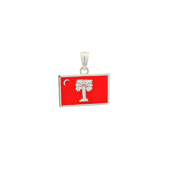 Sterling Silver Enamel Big Red Citadel Flag Pendant Small