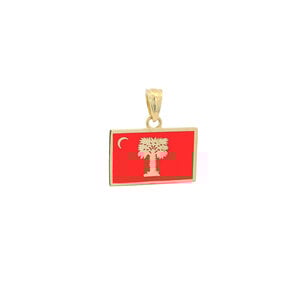 14KY Enamel Big Red Citadel Flag Pendant-Small