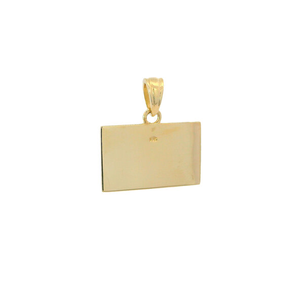 14K Yellow Gold Enamel Big Red Citadel Flag Pendant Small