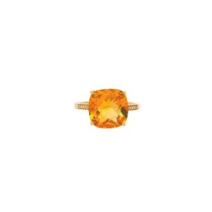 14KY 5.15ct Citrine & .04 Ct Dia Ring Sz 7
