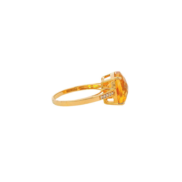 14K Yellow Gold 5.15ct Citrine & .04 Ct Diamond Ring Size 7