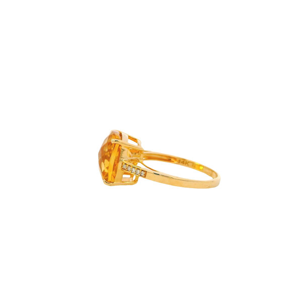 14K Yellow Gold 5.15ct Citrine & .04 Ct Diamond Ring Size 7