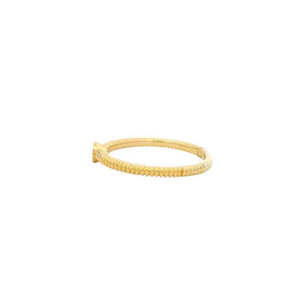 10K Yellow Gold .13ct Bezel Diamond Rope Detailed Ring Size 6.5