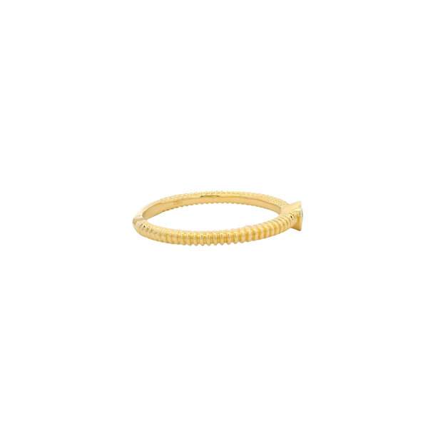 10K Yellow Gold .13ct Bezel Diamond Rope Detailed Ring Size 6.5