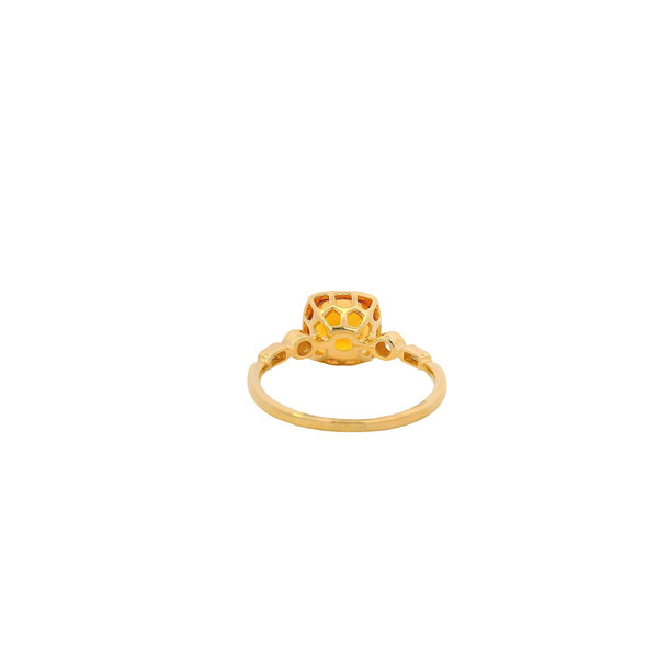 14K Yellow Gold 1.80ct Square Citrine & .16ct Diamond Bezel Ring Size 7.25