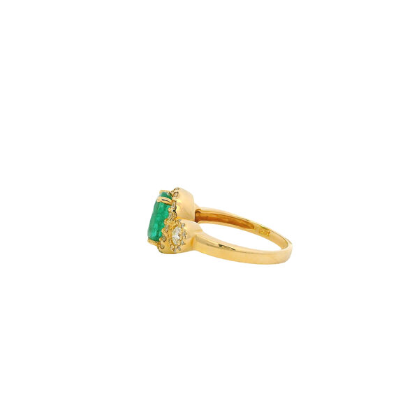 14K Yellow Gold 1.52ct Oval Emerald & .60ct Diamond Ring Size 6.75