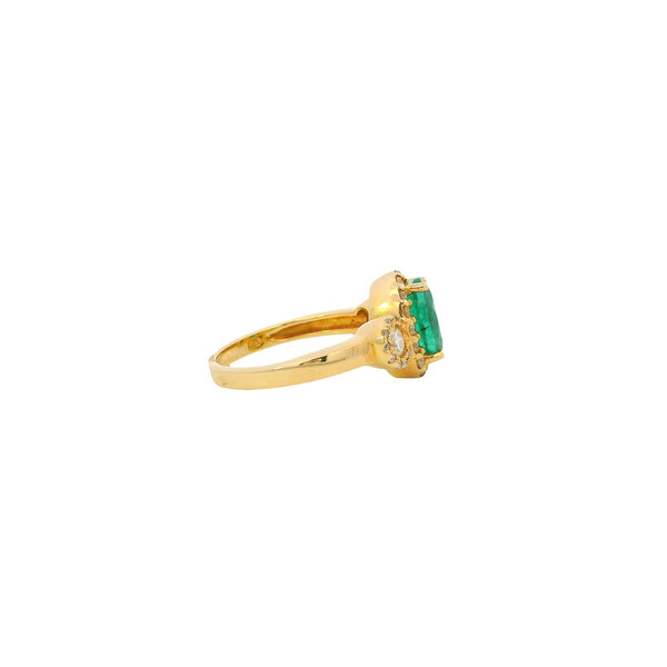 14K Yellow Gold 1.52ct Oval Emerald & .60ct Diamond Ring Size 6.75